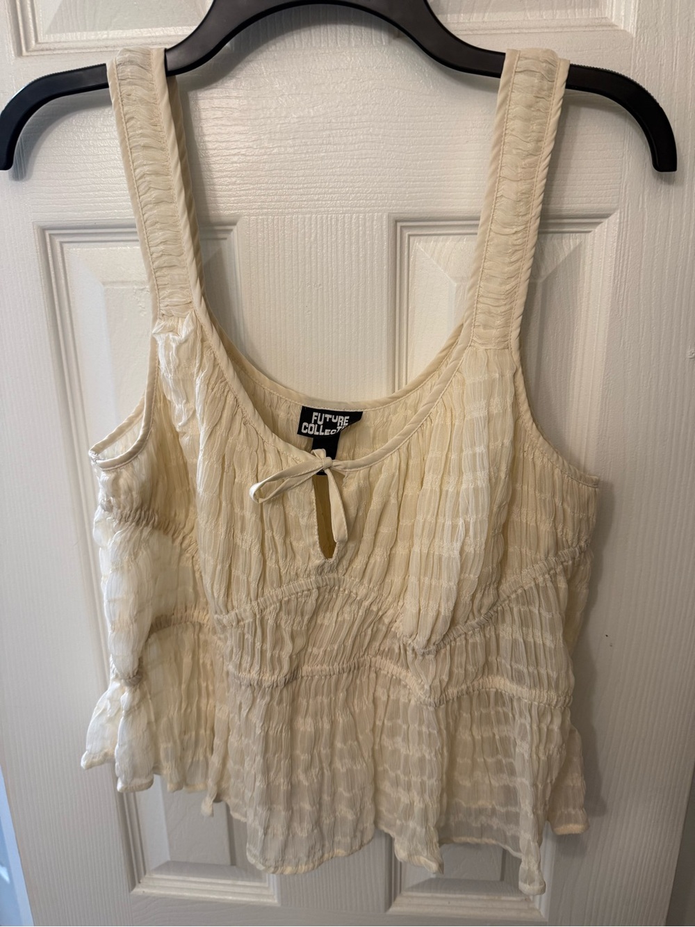 Future Collex Cream Tie-Front Tank Top